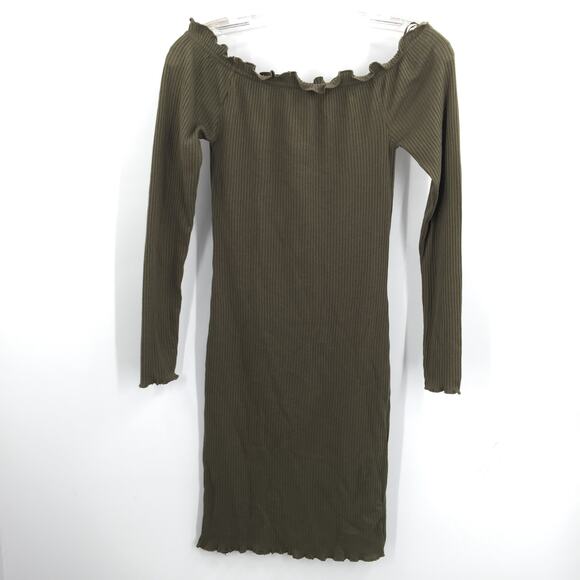 Vero Moda Women's Rib Off-The-Shoulder Bodycon Dress Ivy Green Size Medium NWT - Picture 3 of 8